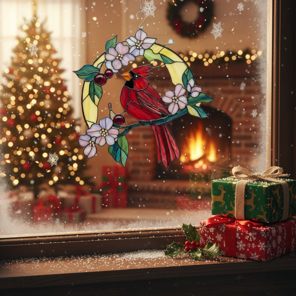 Stained Glass Cardinal Ornament – A Symbol of Love and Remembrance