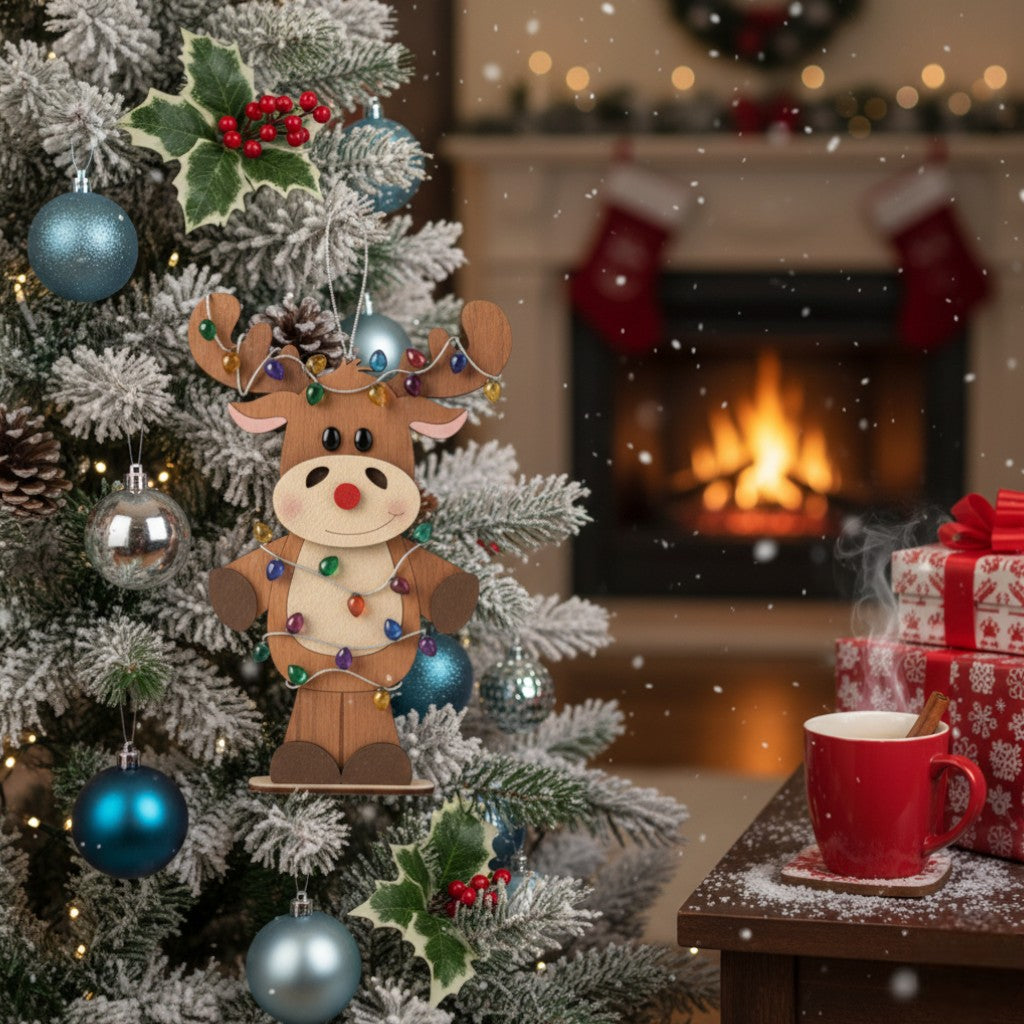 Spread Holiday Cheer with Our Adorable 2D Reindeer Christmas Ornament