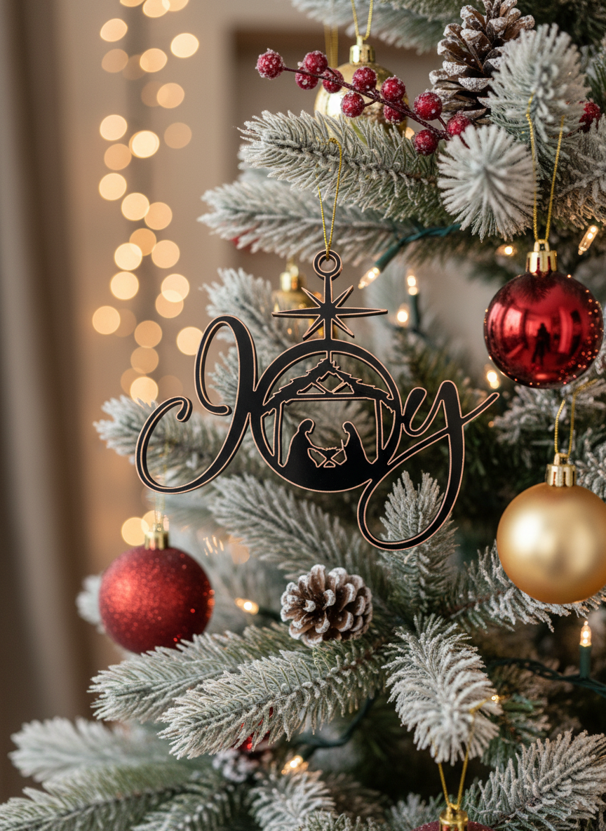 Find True Joy: The Beautiful Wooden Nativity Christmas Ornament