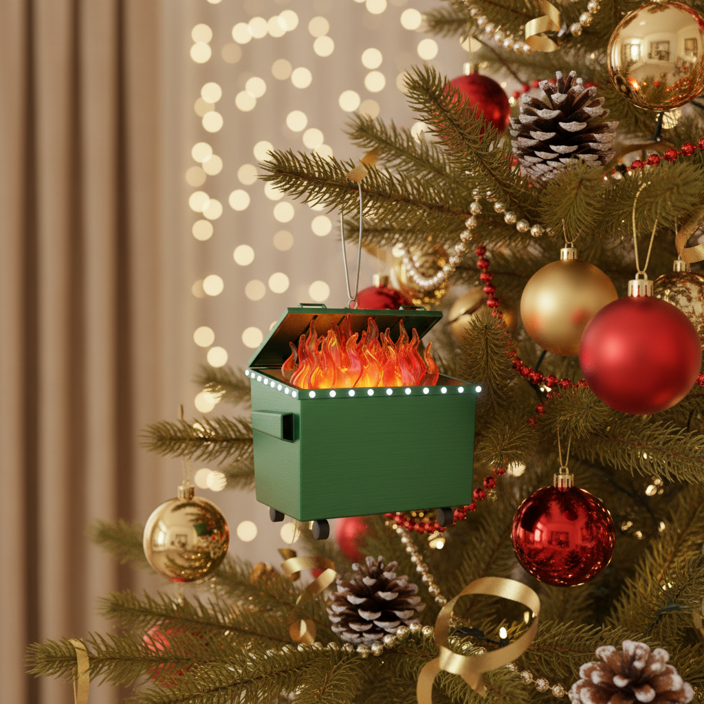 Commemorate 2025's Chaos: The Hilarious Dumpster Fire Ornament
