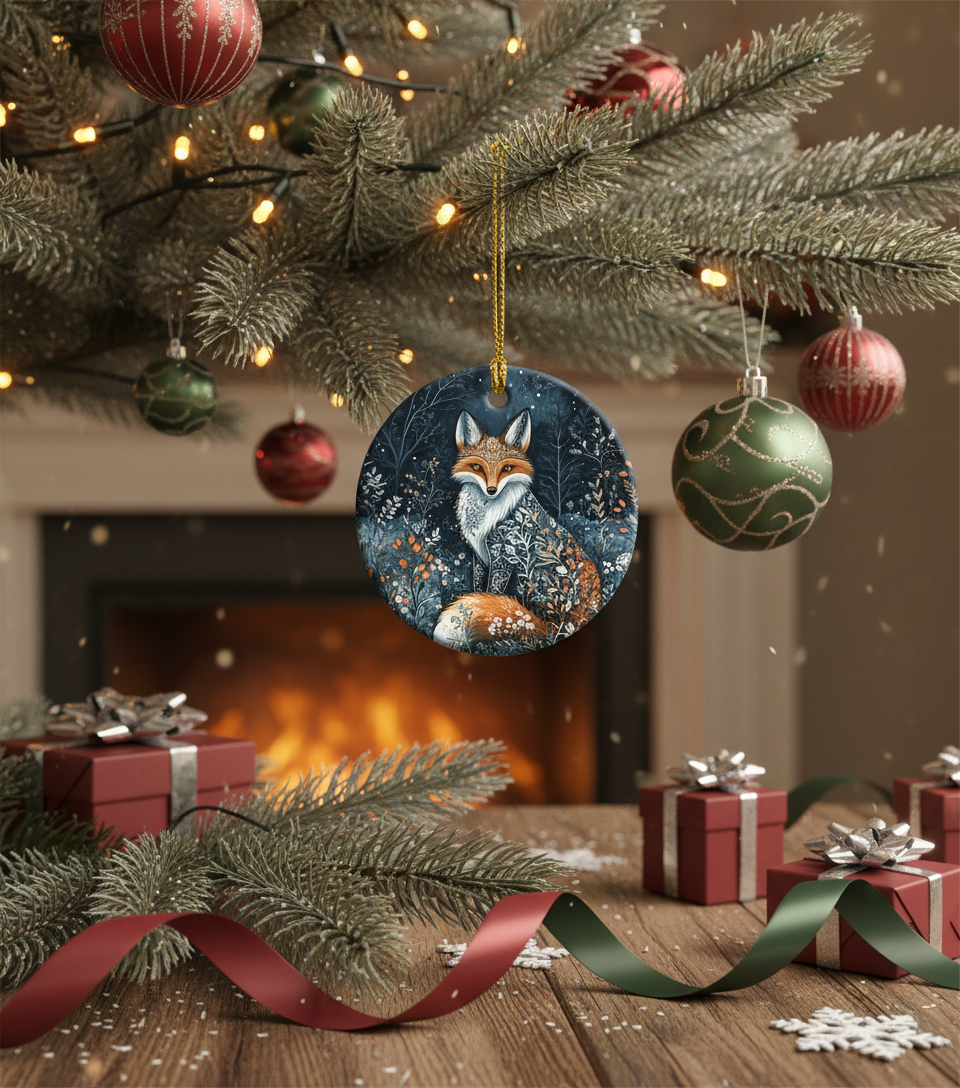 Adorn Your Tree: Charming Scandinavian Fox Folk Art Ornament