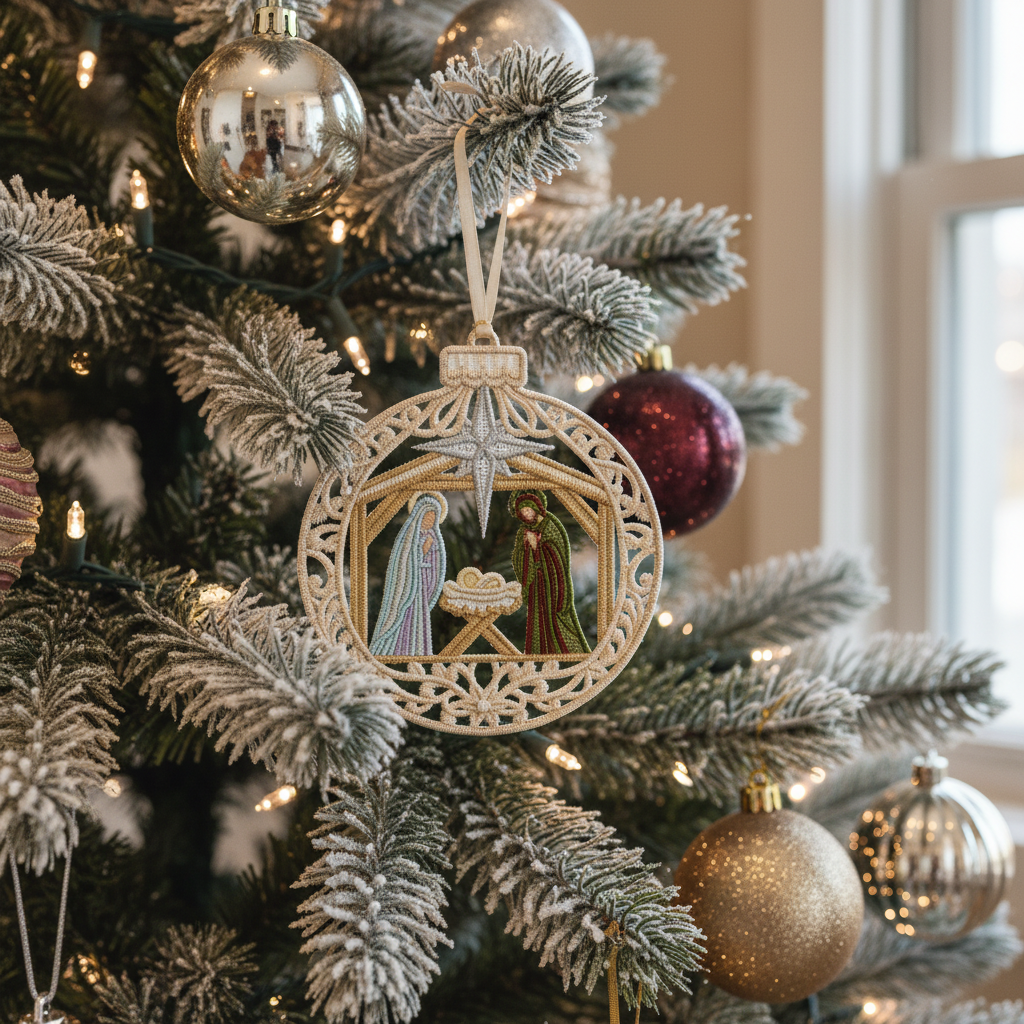 Stitch the Spirit of Christmas: Free Standing Lace Nativity Scene Design