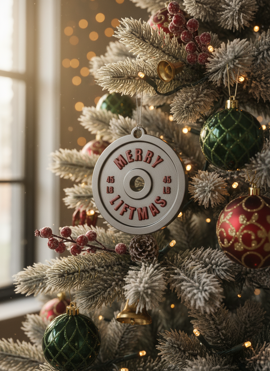 Merry Liftmas Barbell Ornament: Sleigh Your Tree with Fitness Spirit!