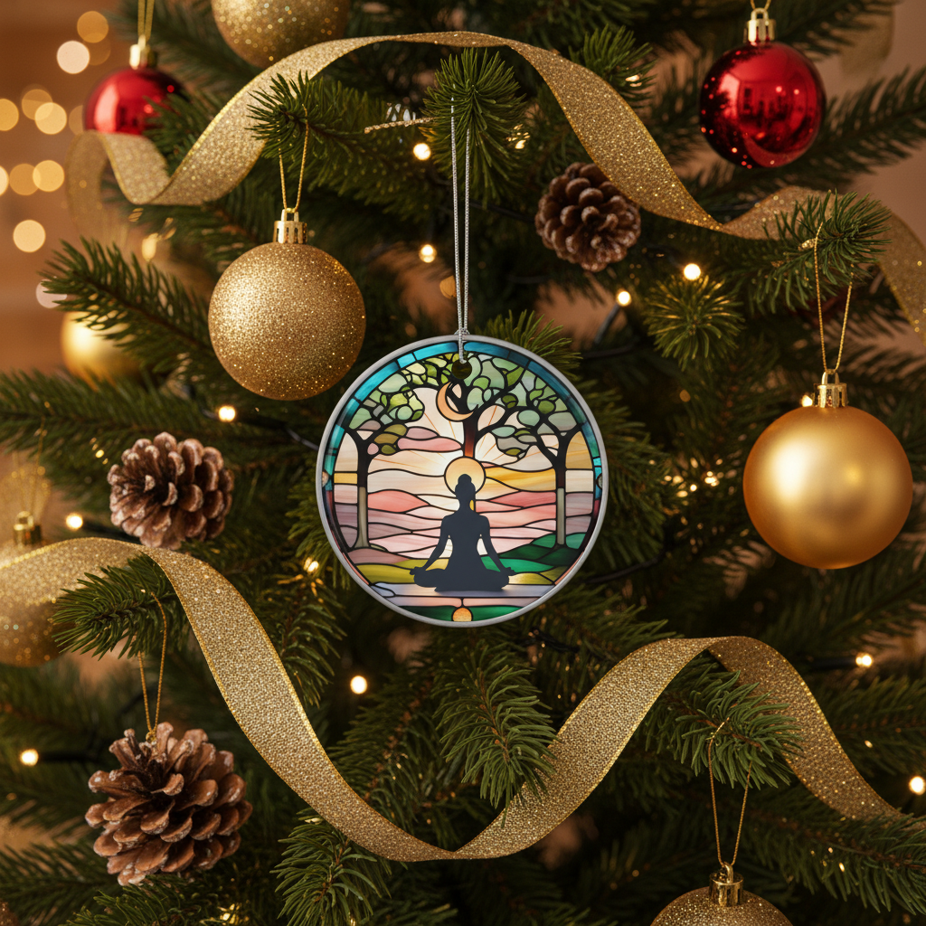 Find Your Zen: Personalized Yoga Stained Glass Ornament for Mindful Moments