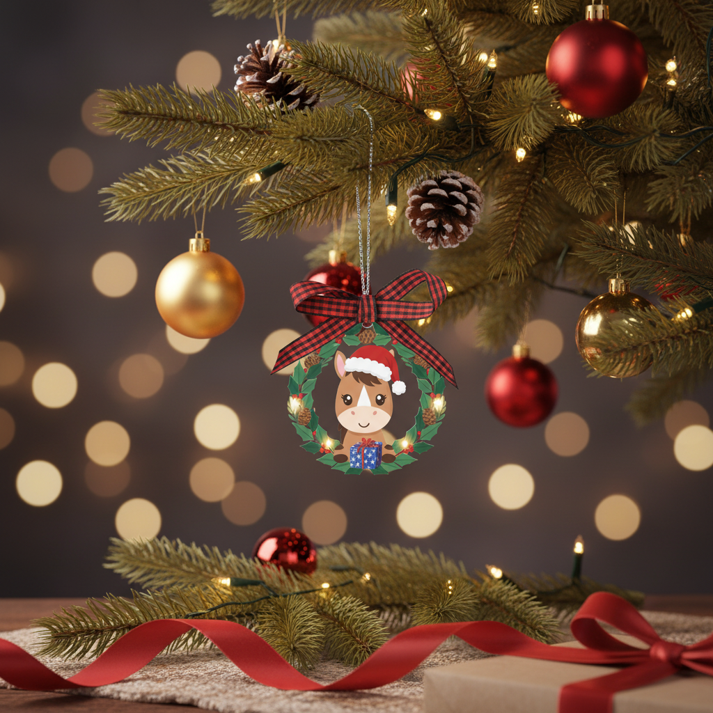 Gallop into Christmas: The Perfect Wooden Horse Ornament for Equestrian Charm