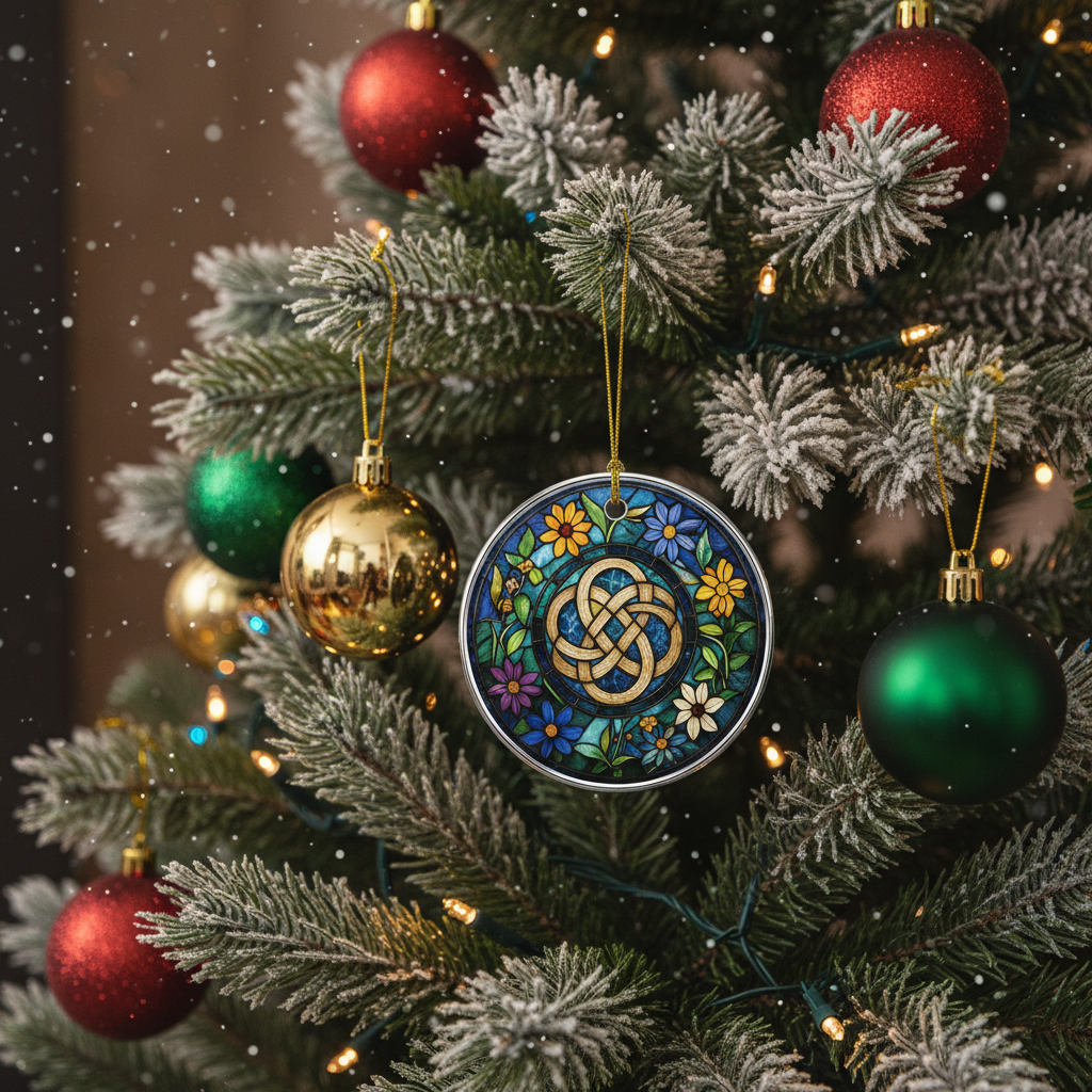 Elevate Your Tree: The Elegant Celtic Knot Wildflower Ornament