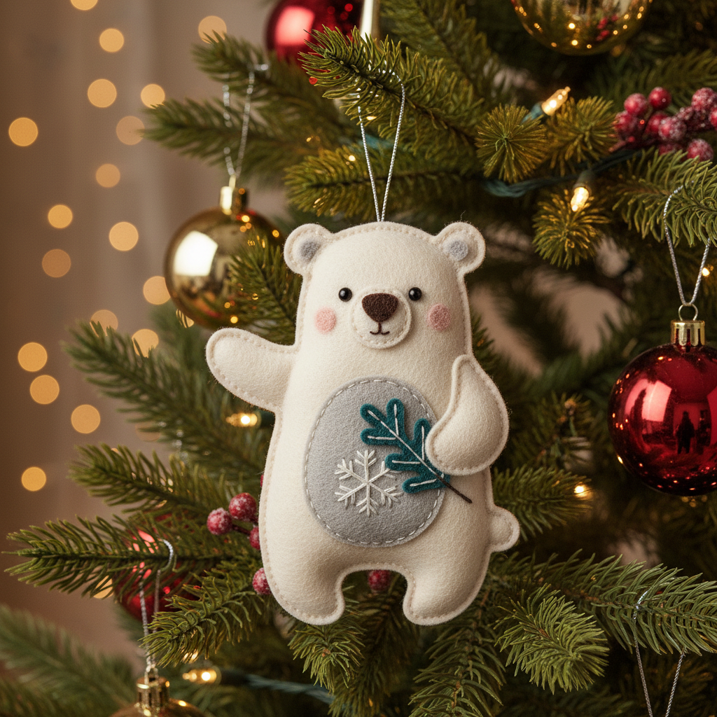 Craft Your Arctic Holiday Magic: DIY Polar Bear Felt Ornament Pattern