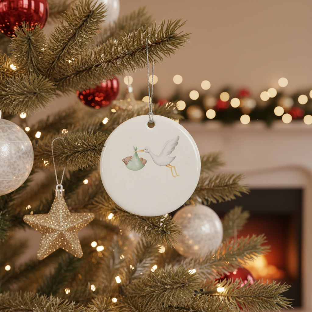 Announce Your Joy: Personalized Stork Baby Keepsake Ornament for Expecting Parents