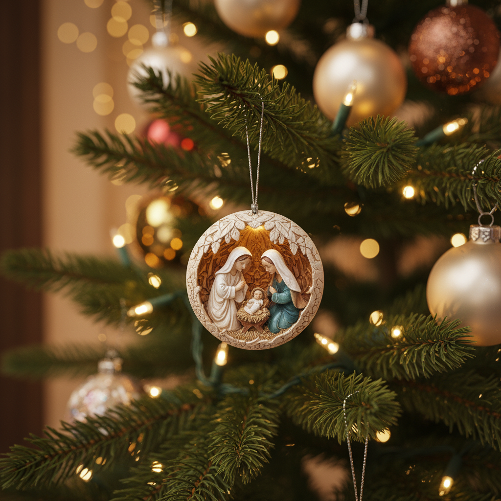 Bring Faith Home: A Timeless Nativity Scene Ornament Set for Christmas