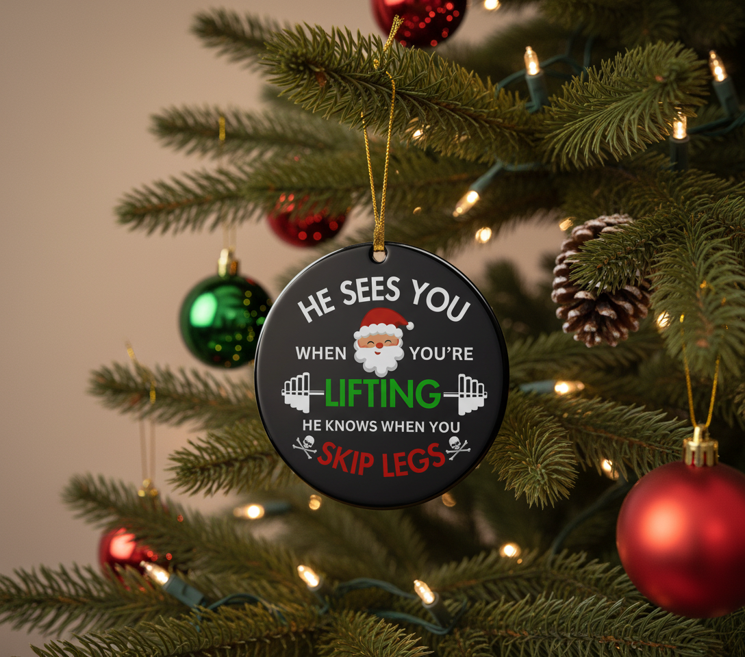 Flex Your Festive Spirit: The Hilarious 'Skip Leg Day' Gym Ornament