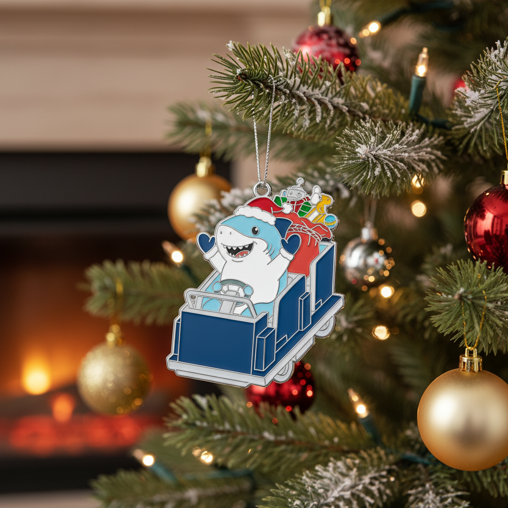 Ride into Christmas Joy: Santa's Wild Wildwood Roller Coaster Ornament!