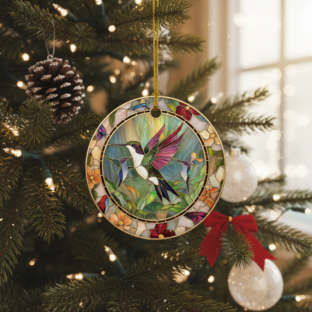Adorn Your Tree: Exquisite Hummingbird Ceramic Christmas Ornament
