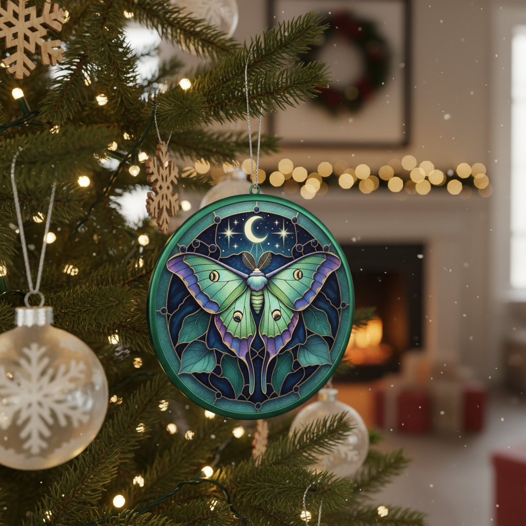 Illuminate Your Holidays: The Enchanting Luna Moth Stained Glass Ornament