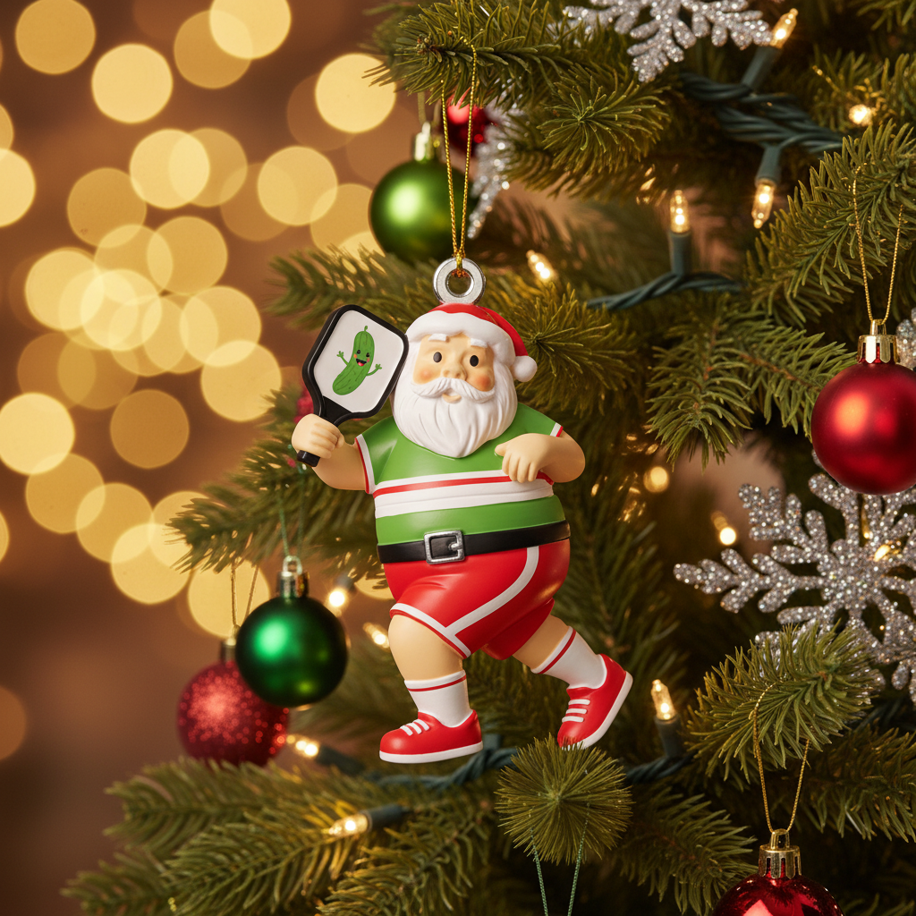 Serve Up Holiday Laughs: The Ultimate Pickleball Santa Ornament