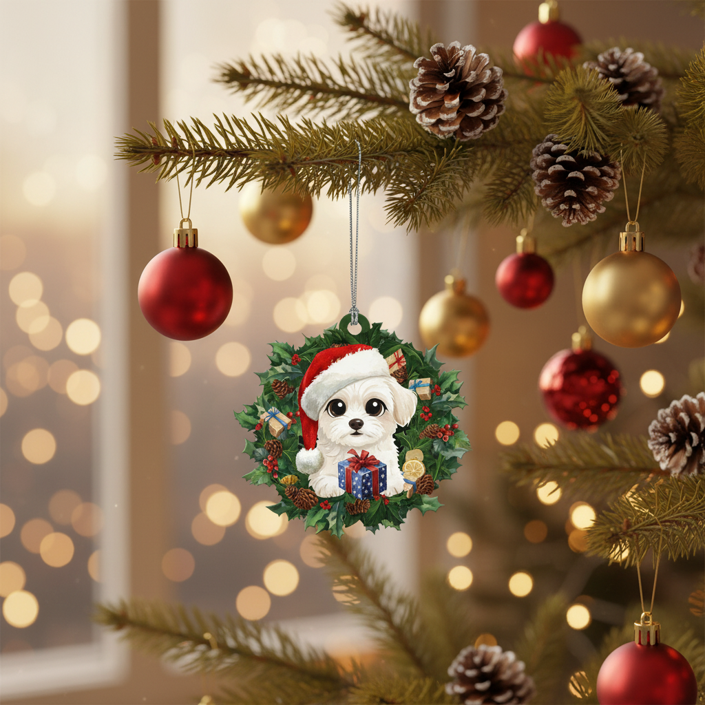 Celebrate Your Bichon: The Perfect Festive Ornament & Car Charm