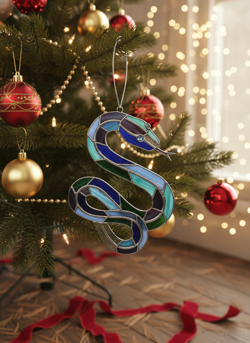 Serpentine Splendor: Transform Your Space with a Stained Glass Snake Ornament