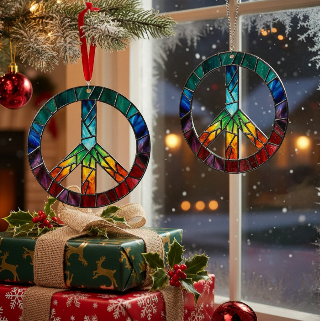 Groovy Peace Sign Suncatcher: Spread Love and Light Everywhere You Go!