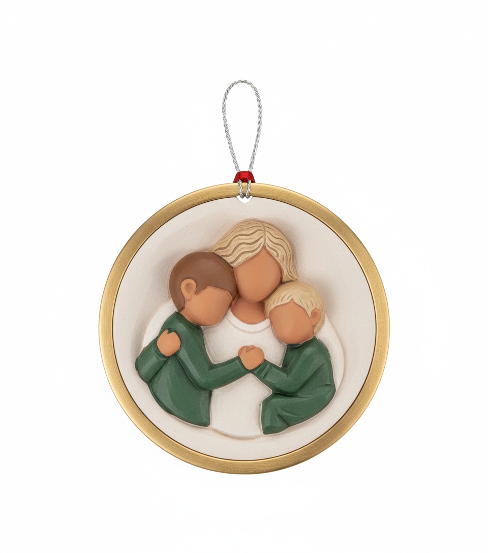 [2D FLAT ACRYLIC] Mother and Two Children Christmas Ornament 2025 | Heartfelt 3D Keepsake Gift for Mom