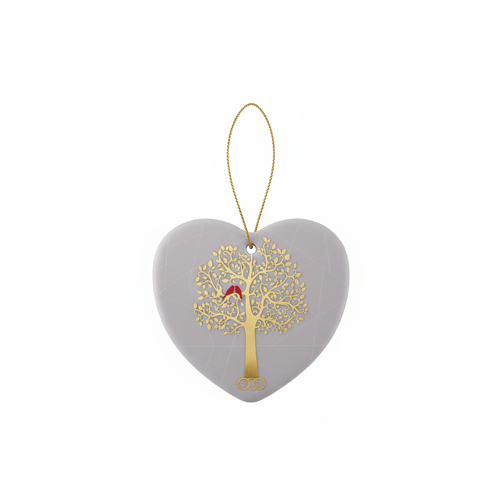 [2D FLAT ACRYLIC] 5th Wedding Anniversary Heart Ornament – Ceramic Keepsake Gift for Couple