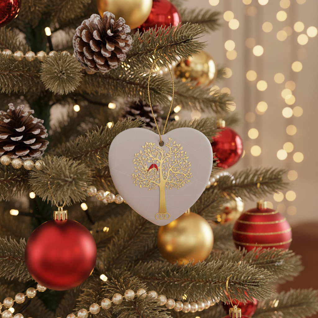 [2D FLAT ACRYLIC] 5th Wedding Anniversary Heart Ornament – Ceramic Keepsake Gift for Couple