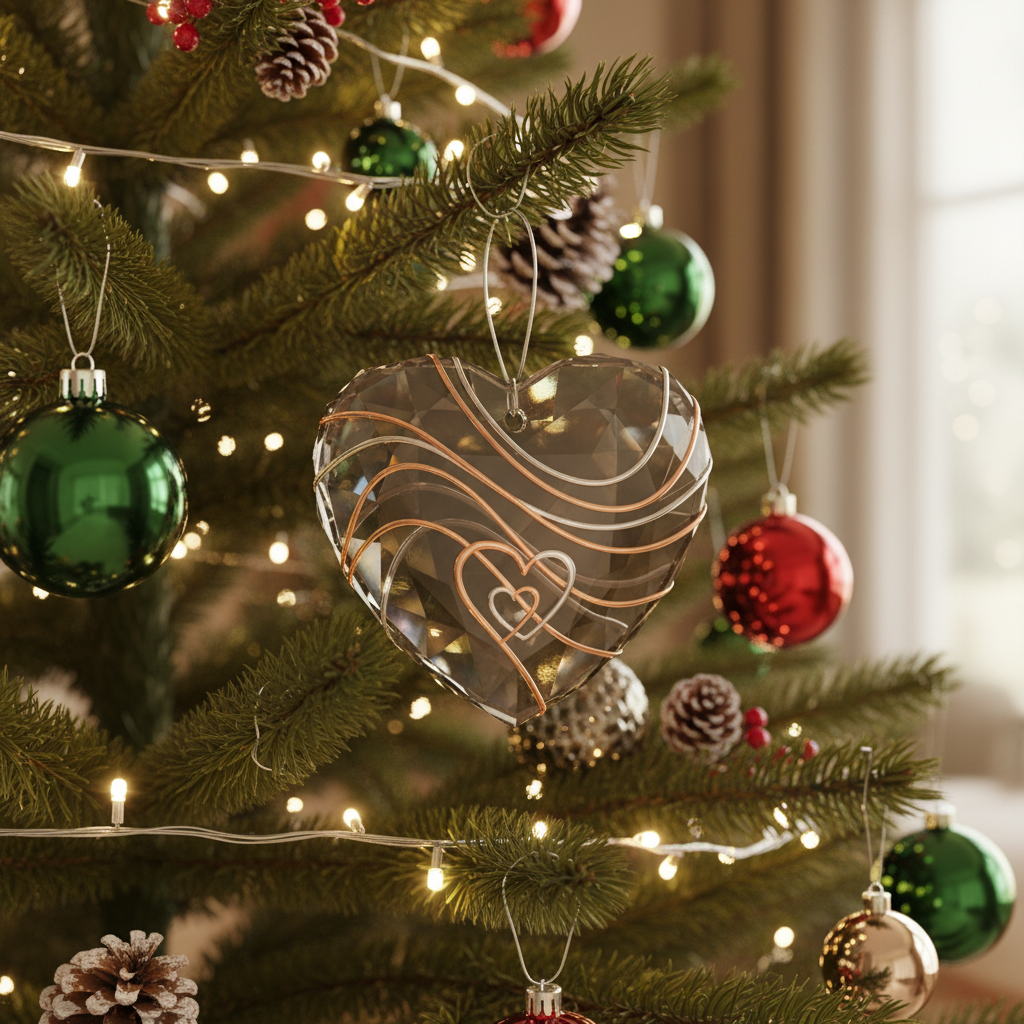 [2D FLAT ACRYLIC] 15th Anniversary Crystal Heart Ornament – 2025 Wedding Anniversary Gift for Couples