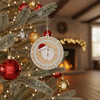 [2D FLAT ACRYLIC]  Baby's First Christmas Ornament - Footprints & Santa Hat New Baby Keepsake Gift