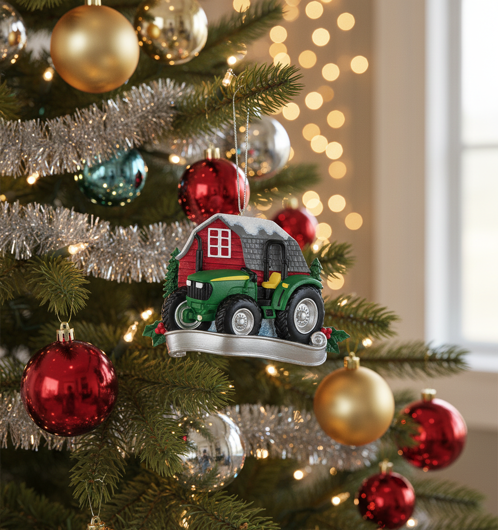 [2D FLAT ACRYLIC] John Deere 5075E Tractor Ornament | Personalized Christmas Gift & Holiday Decor