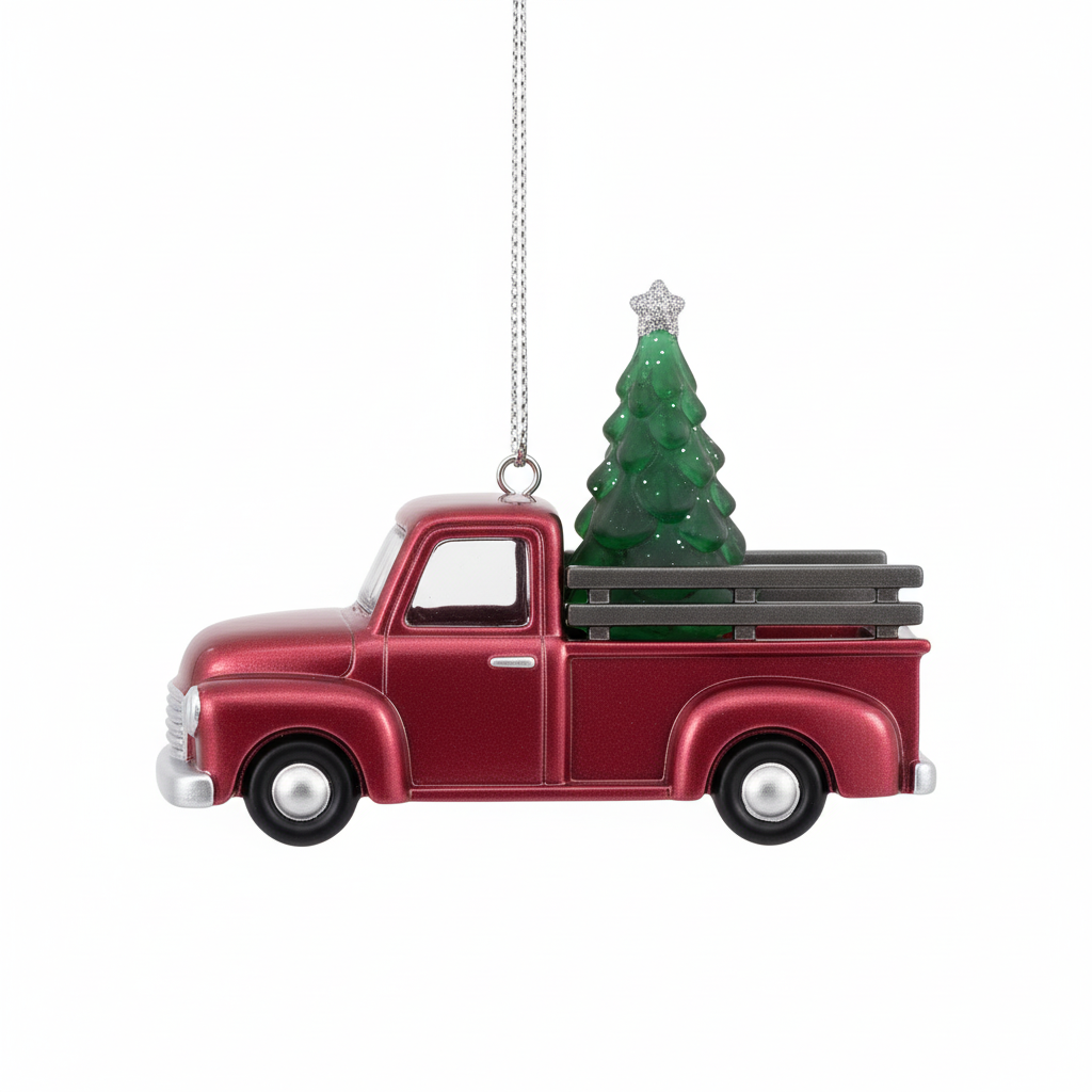 Personalized Fire Truck Photo Ornament | Custom Christmas Gift for Kids & Firefighters