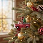 [2D FLAT ACRYLIC] Personalized Fire Truck Photo Ornament | Custom Christmas Gift for Kids & Firefighters