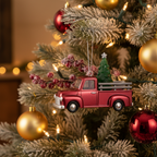[2D FLAT ACRYLIC] Personalized Fire Truck Photo Ornament | Custom Christmas Gift for Kids & Firefighters