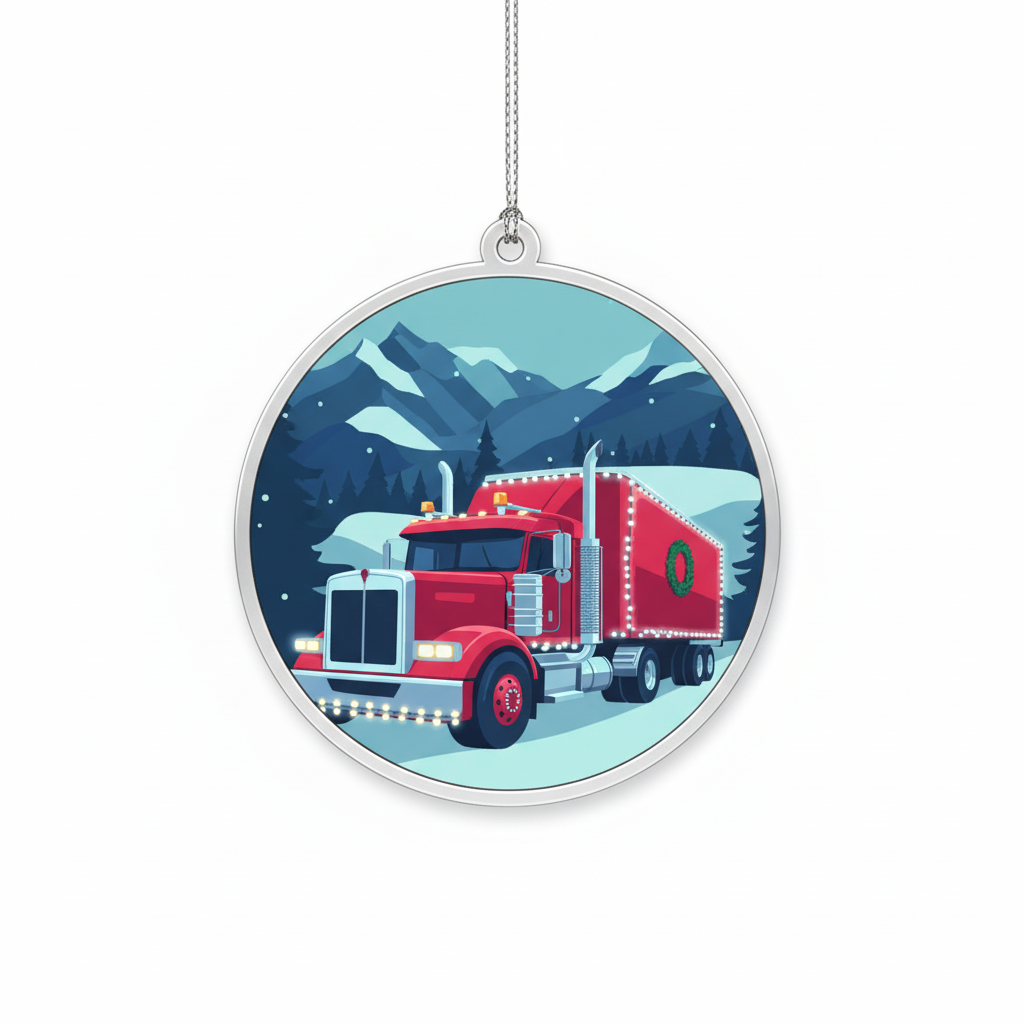 [2D FLAT ACRYLIC] Truck Driver Christmas Ornament | Layered Wood & Acrylic Trucker Gift for Holiday Decor