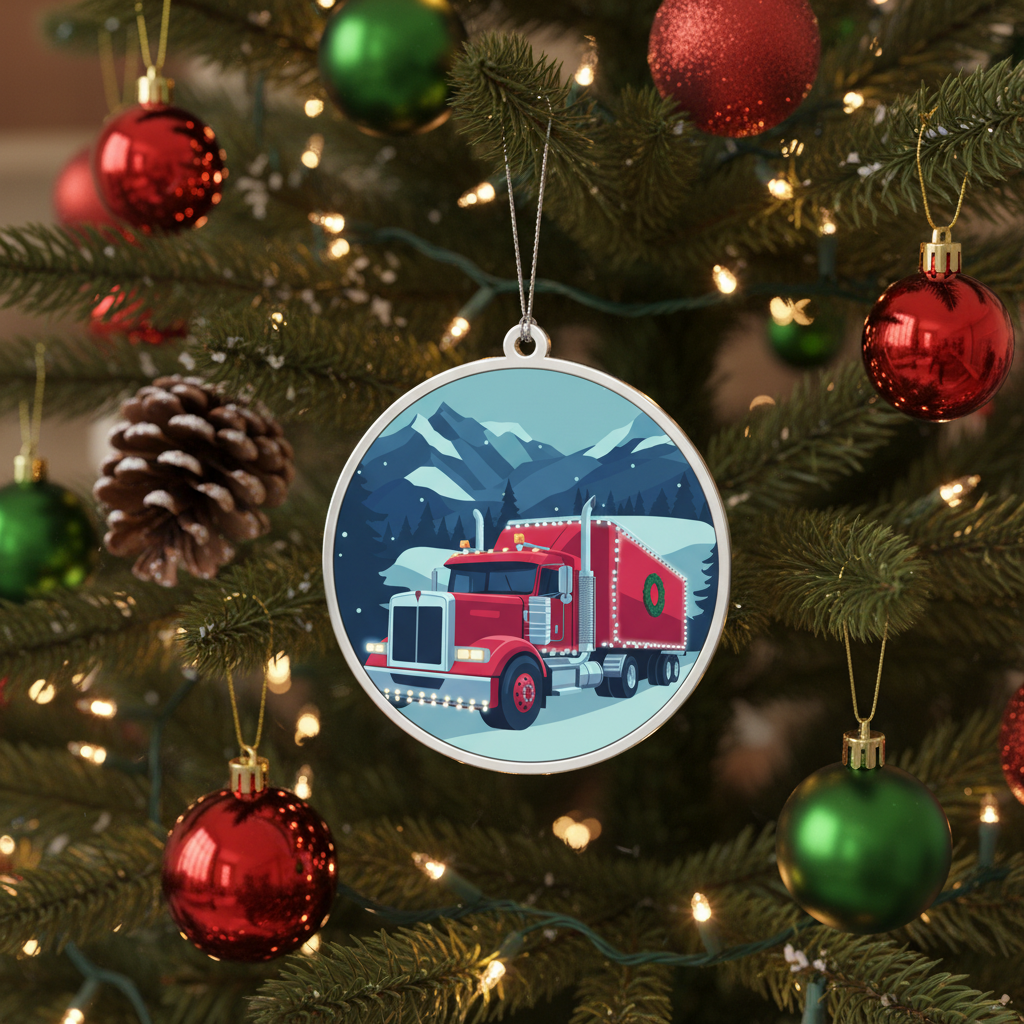 [2D FLAT ACRYLIC] Truck Driver Christmas Ornament | Layered Wood & Acrylic Trucker Gift for Holiday Decor