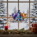 [2D FLAT ACRYLIC] Colorful Bat Suncatcher Ornament – Acrylic Halloween Window Decor Gift for Bat Lovers