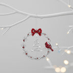 [2D FLAT ACRYLIC] 2025 Christmas Wreath Ornament with Spinning Tree – Metal Holiday Keepsake