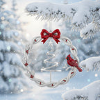 [2D FLAT ACRYLIC] 2025 Christmas Wreath Ornament with Spinning Tree – Metal Holiday Keepsake