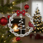 [2D FLAT ACRYLIC] 2025 Christmas Wreath Ornament with Spinning Tree – Metal Holiday Keepsake