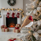 [2D FLAT ACRYLIC] Handmade Glitter Robin Ornament – Christmas Tree Decoration & Memorial Keepsake Gift