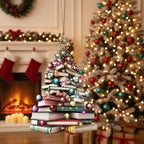 [2D FLAT ACRYLIC] Book Tree Ornament for Book Lovers – Christmas Decorations