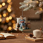 [2D FLAT ACRYLIC] Life is Better With Cats and Books Ornament – Christmas Gift for Book Lovers