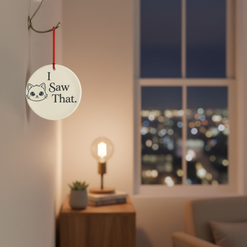 [2D FLAT ACRYLIC] I Saw That 2025 Funny Christmas Ornament – Ceramic Holiday Gift for Bestie