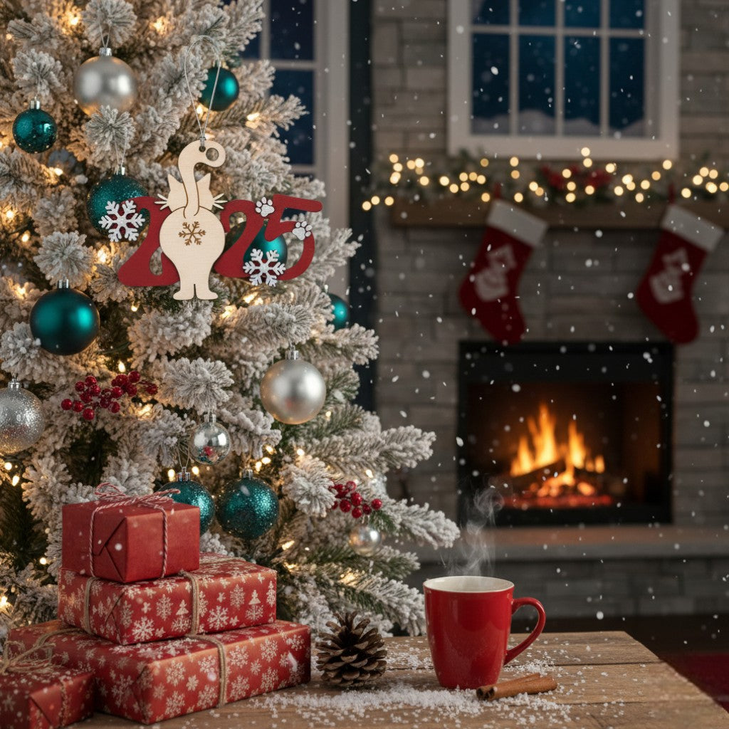 [2D FLAT ACRYLIC] Funny Cat Butt Christmas Ornament 2025 – Humorous Gift for Cat Lovers