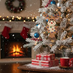 [2D FLAT ACRYLIC] Cute Reindeer Christmas Ornament | 2D Wood Ornament with String Lights | Holiday Tree Decoration