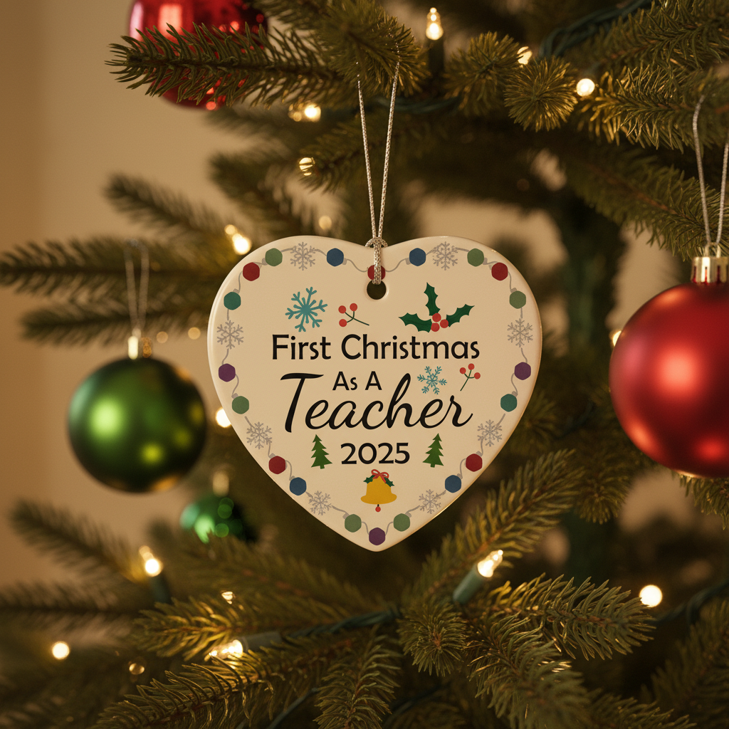 [2D FLAT ACRYLIC] First Year Teacher Ornament 2025 – Heartfelt Gift for New Educators