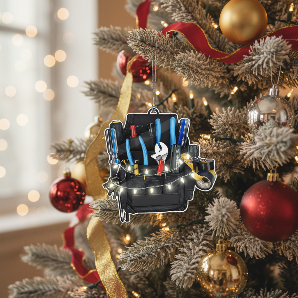 [2D FLAT ACRYLIC] Electrician Christmas Ornament 2025 – Tool Bag Keepsake Gift for Electricians & Linemen