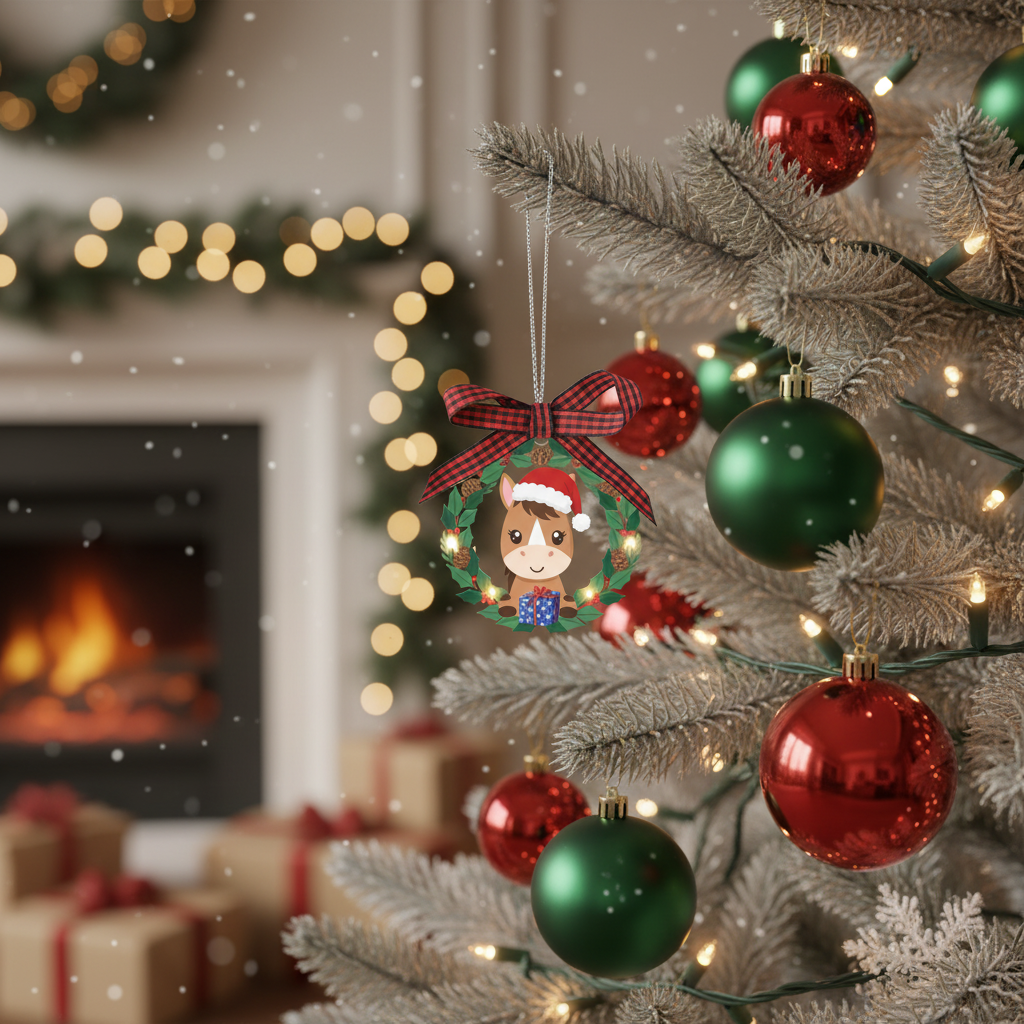 [2D FLAT ACRYLIC] Charming Horse Christmas Ornament – Holiday Gift for Horse Lovers