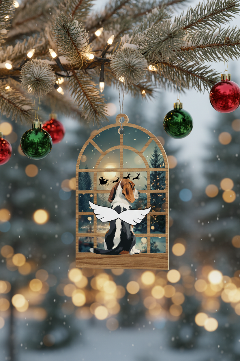 [2D FLAT ACRYLIC] Beagle Memorial Christmas Ornament | Keepsake for Loss of a Beloved Dog