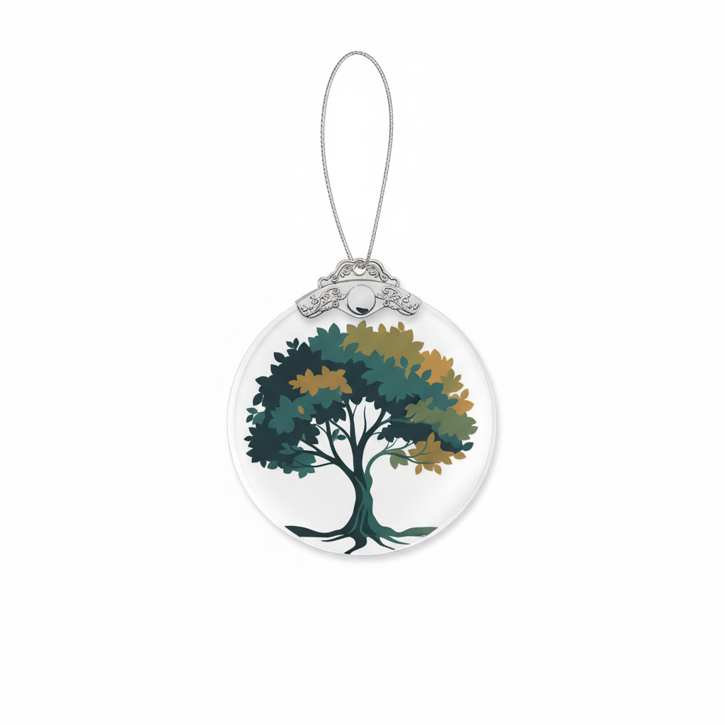 [2D FLAT ACRYLIC] Tree of Life Crystal Glass Ornament – Elegant Christmas & Holiday Keepsake Gift