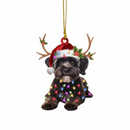 [2D FLAT ACRYLIC] Adorable Schnoodle Christmas Ornament – Festive Dog Lover Keepsake Gift