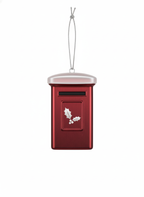 [2D FLAT ACRYLIC] Handmade Fused Glass Postbox Ornament – Unique Christmas Tree Decoration
