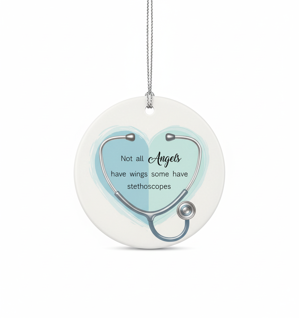 [2D FLAT ACRYLIC] Angel with Stethoscope Ornament – Thank You Gift for Doctors and Nurses